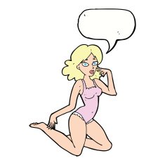 cartoon woman in lingerie with speech bubble N45