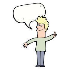 cartoon man with idea speech bubble N99