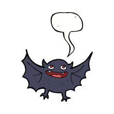 cartoon vampire bat with speech bubble N12