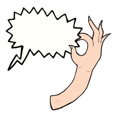 cartoon hand symbol with speech bubble N2