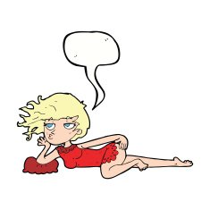 cartoon woman in sexy pose with speech bubble N17