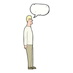 cartoon tall man with speech bubble N9