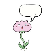 cartoon shocked flower with speech bubble N9