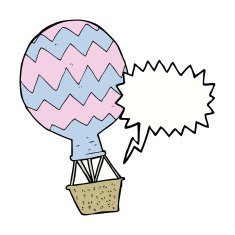 cartoon hot air balloon with speech bubble