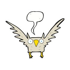 Cartoon owl with speech bubble N60