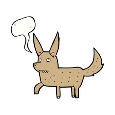 cartoon wild dog with speech bubble N9