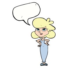 cartoon girl with hands on hips speech bubble N18