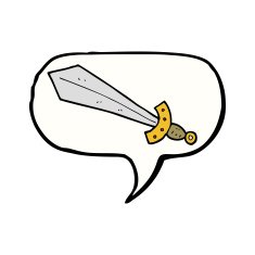 cartoon sword with speech bubble