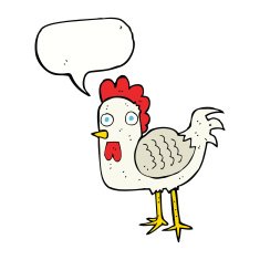 cartoon chicken with speech bubble N16