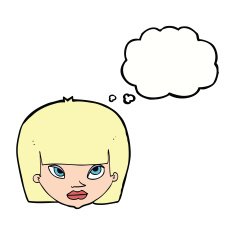 Cartoon Annoyed Woman With Thought Bubble N145