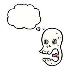 funny cartoon skull with thought bubble N16