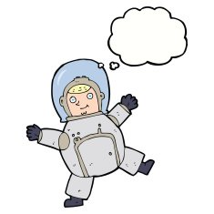 cartoon astronaut with thought bubble N94