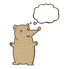 funny cartoon bear with thought bubble N25