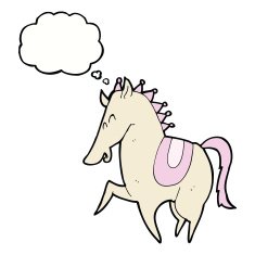cartoon prancing horse with thought bubble N7