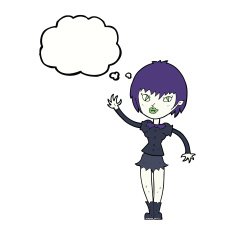 cartoon vampire girl with thought bubble N179