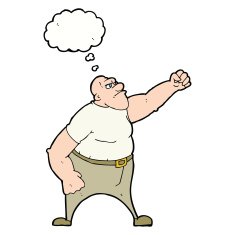 cartoon angry man with thought bubble N72