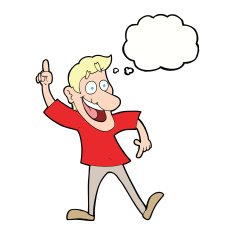 cartoon man with great idea thought bubble N24