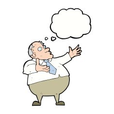 cartoon exasperated middle aged man with thought bubble N9
