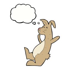 cartoon hare with thought bubble
