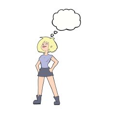 cartoon capable woman with thought bubble N9