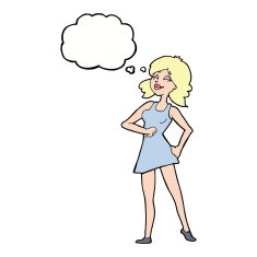 cartoon proud woman with thought bubble N24