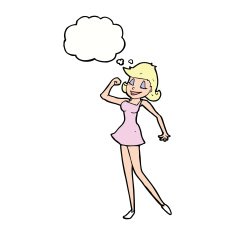 cartoon woman with can do attitude thought bubble N9