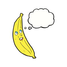 cartoon happy banana with thought bubble N4