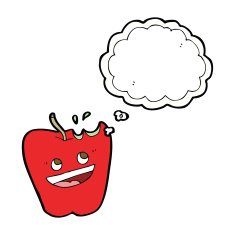 happy apple cartoon with thought bubble N5