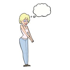 cartoon content woman with thought bubble N9