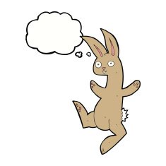 funny cartoon rabbit with thought bubble N8