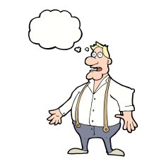 cartoon shocked man with thought bubble N88