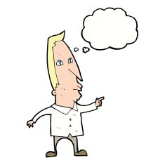 cartoon pointing man with thought bubble N69