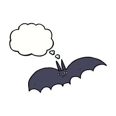 cartoon vampire bat with thought bubble N9
