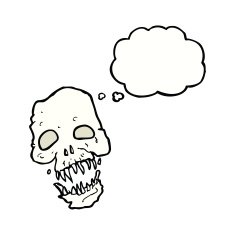 cartoon scary skull with thought bubble N19