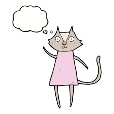 cute cartoon cat waving with thought bubble