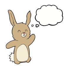 cartoon happy rabbit with thought bubble N9