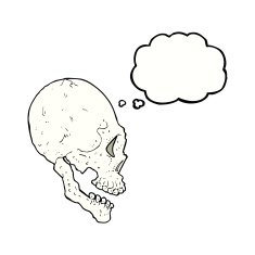 skull illustration with thought bubble N2