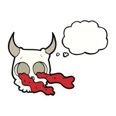 cartoon halloween skull with thought bubble N5