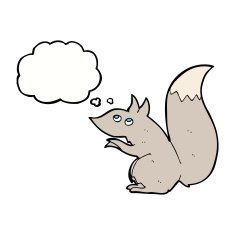 cartoon squirrel with thought bubble N12