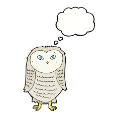 cartoon owl with thought bubble N49