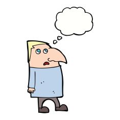 cartoon worried man with thought bubble N77