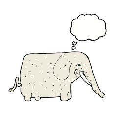 cartoon big elephant with thought bubble