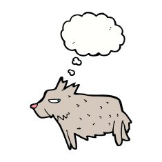 cartoon terrier with thought bubble N8