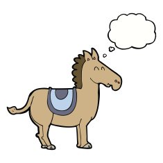 cartoon donkey with thought bubble N9