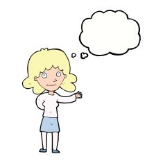 cartoon friendly woman with thought bubble N53
