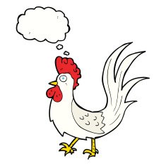cartoon cockerel with thought bubble N23