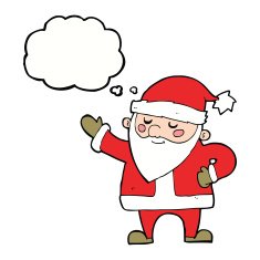 cartoon santa claus with thought bubble N156