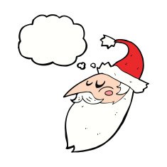 cartoon santa face with thought bubble N9