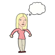 Cartoon Annoyed Woman With Thought Bubble N148