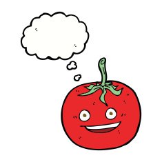 cartoon tomato with thought bubble N34